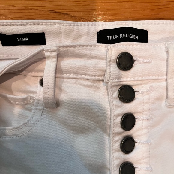 True Religion button fly white distressed jeans; excellent preowned condition;26 - Picture 2 of 6